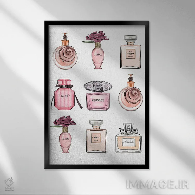 تابلو دکوراتیو عطرها اثر لالانا آرتس - نمای قابدار مشکی