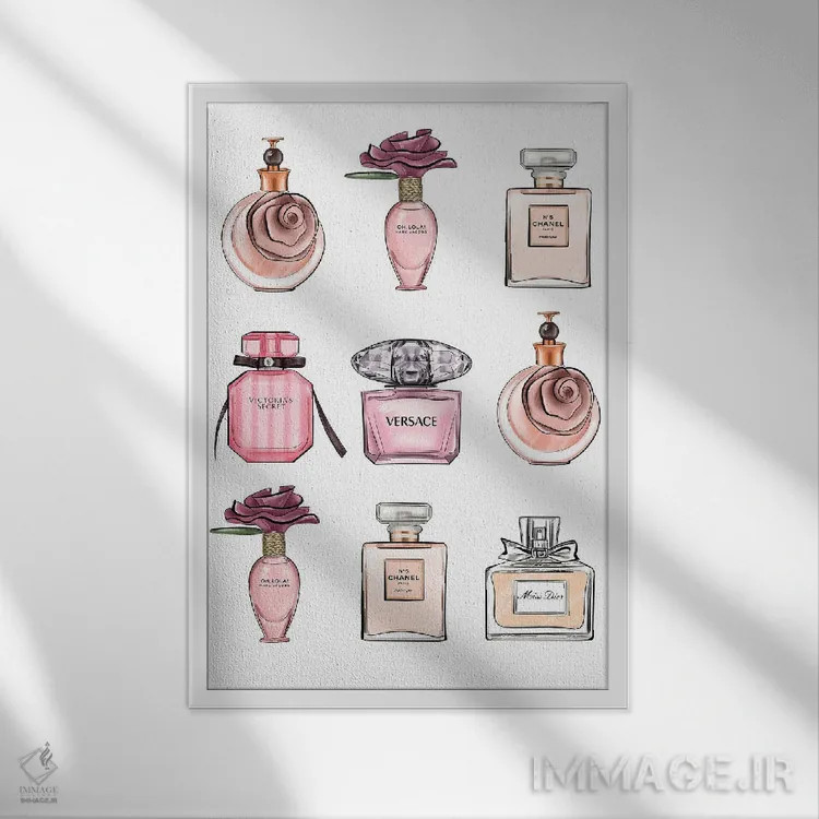 تابلو دکوراتیو عطرها اثر لالانا آرتس - نمای قابدار سفید