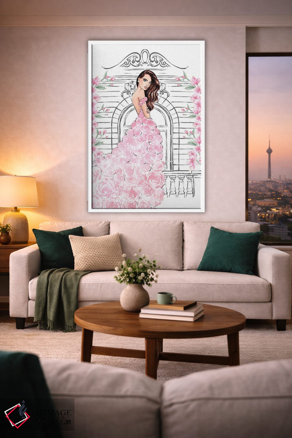 تابلو دکوراتیو لباس رز صورتی اثر لالانا آرتس - D1W