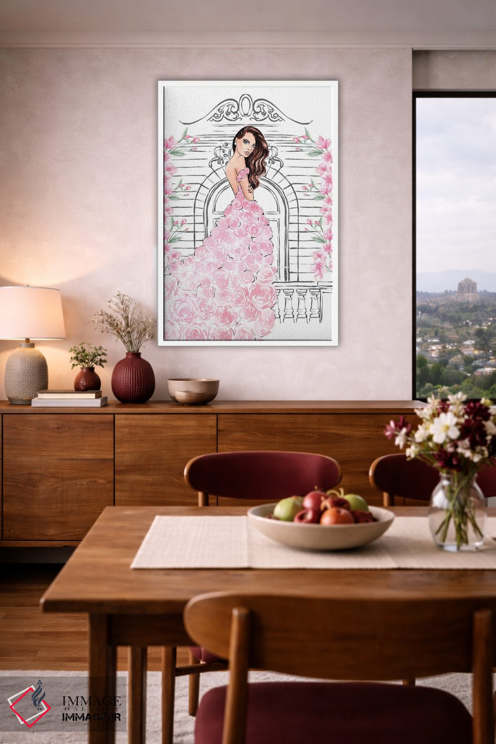 تابلو دکوراتیو لباس رز صورتی اثر لالانا آرتس - D4W