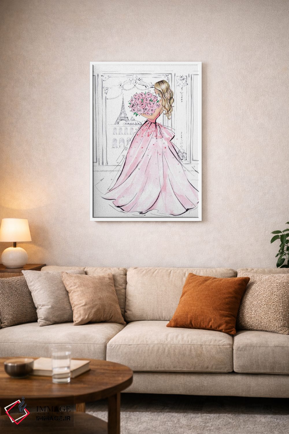 تابلو دکوراتیو دختر با دسته گل رز؛ بلوند اثر لالانا آرتس - D2W