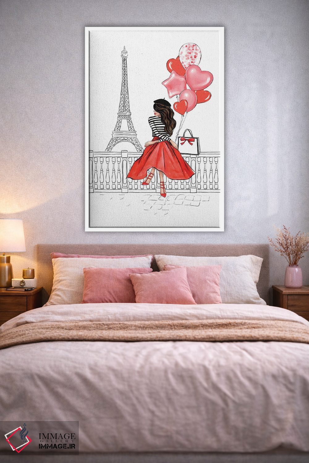 تابلو دکوراتیو دختر با بادکنک؛ مشکی مو اثر لالانا آرتس - D2W
