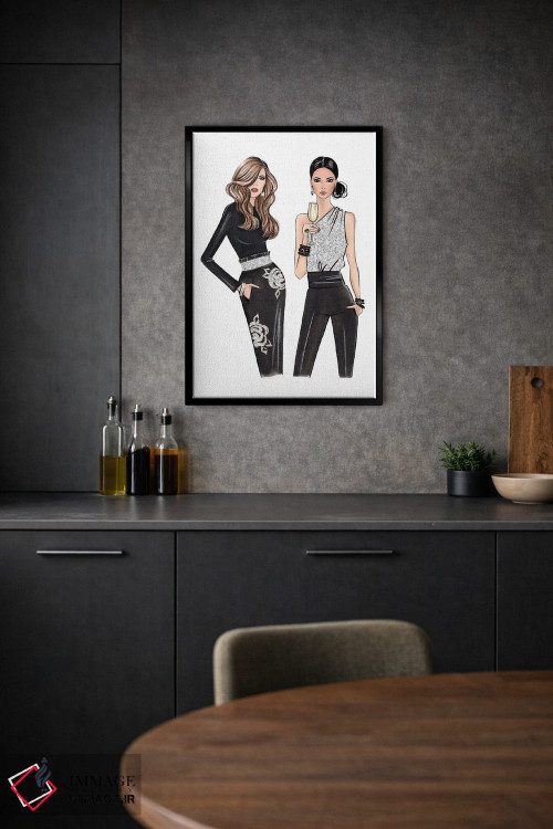 تابلو دکوراتیو دو بانوی شیک اثر لالانا آرتس - D2B
