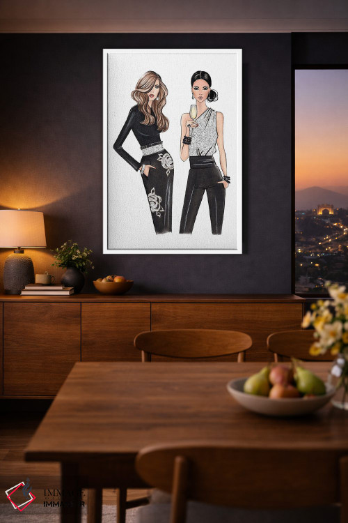 تابلو دکوراتیو دو بانوی شیک اثر لالانا آرتس - D3W
