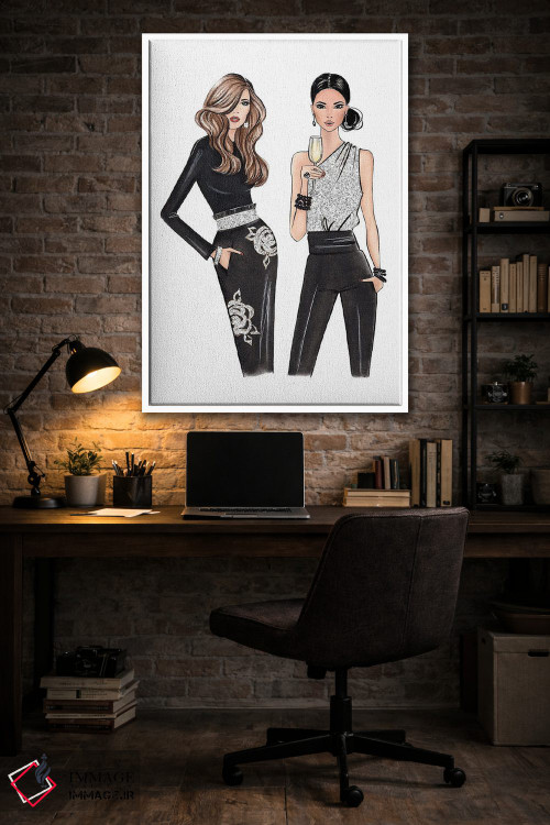 تابلو دکوراتیو دو بانوی شیک اثر لالانا آرتس - D4W