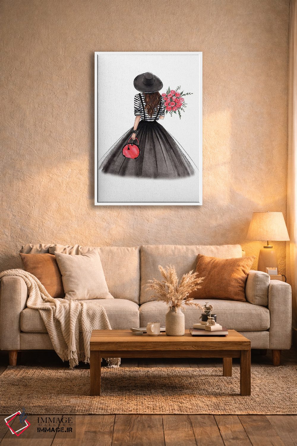 تابلو دکوراتیو حال و هوای پاریس؛ دختر مشکی مو اثر لالانا آرتس - D4W