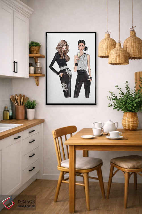 تابلو دکوراتیو دو بانوی شیک اثر لالانا آرتس - D5B