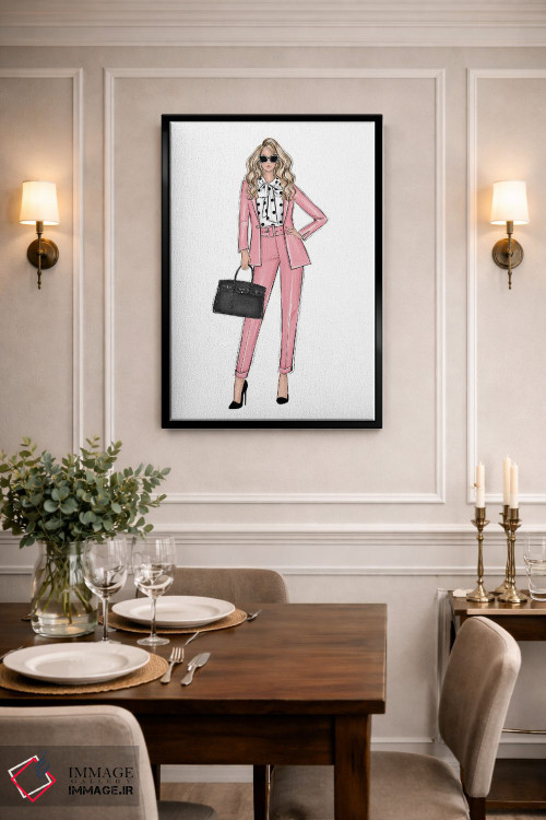 تابلو دکوراتیو رئیس دختر با لباس صورتی؛ بلوند اثر لالانا آرتس - D1B