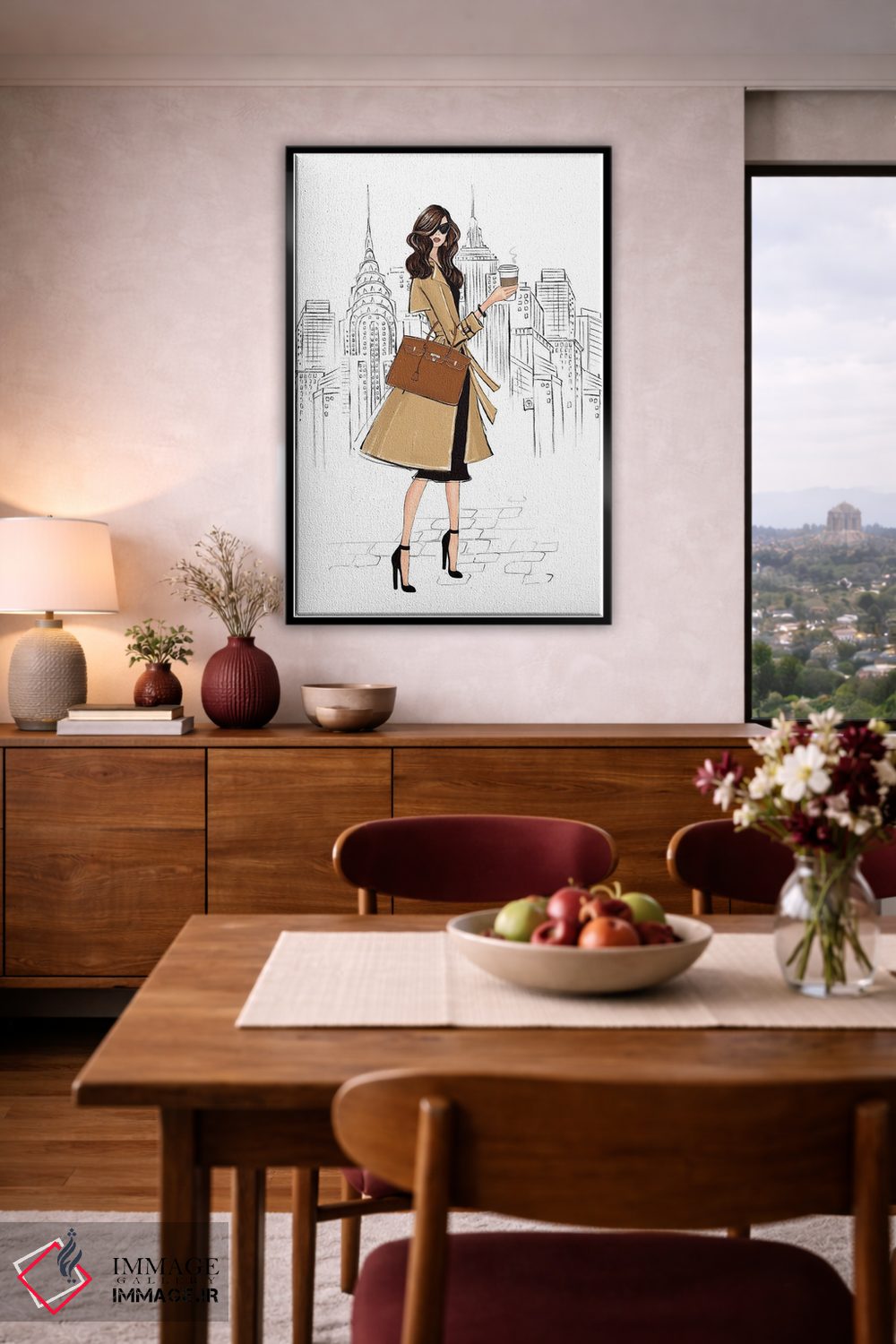 تابلو دکوراتیو تیپ در نیویورک؛ دختر مشکی مو اثر لالانا آرتس - D4B