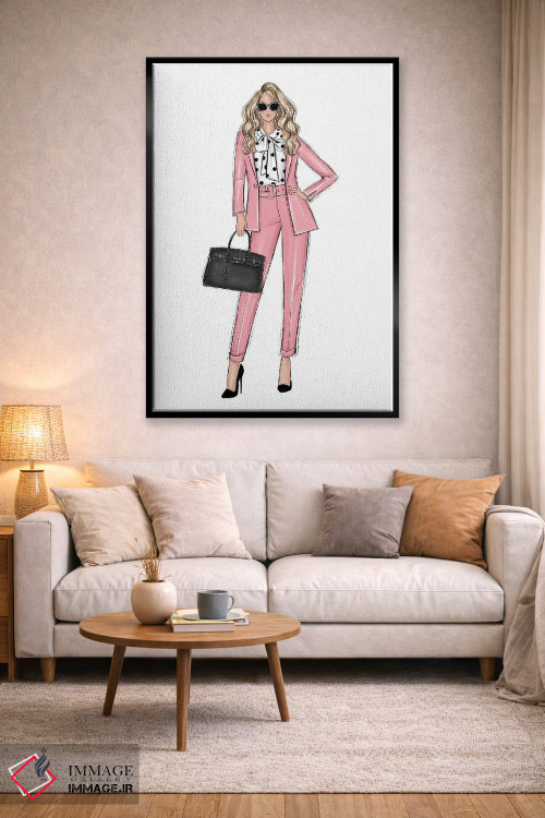 تابلو دکوراتیو رئیس دختر با لباس صورتی؛ بلوند اثر لالانا آرتس - D2B