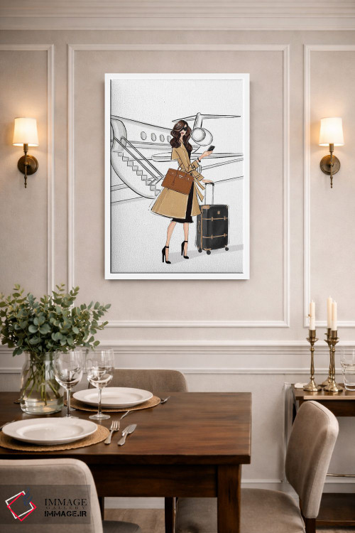 تابلو دکوراتیو سفر کاری؛ دختر مشکی مو اثر لالانا آرتس - D1W