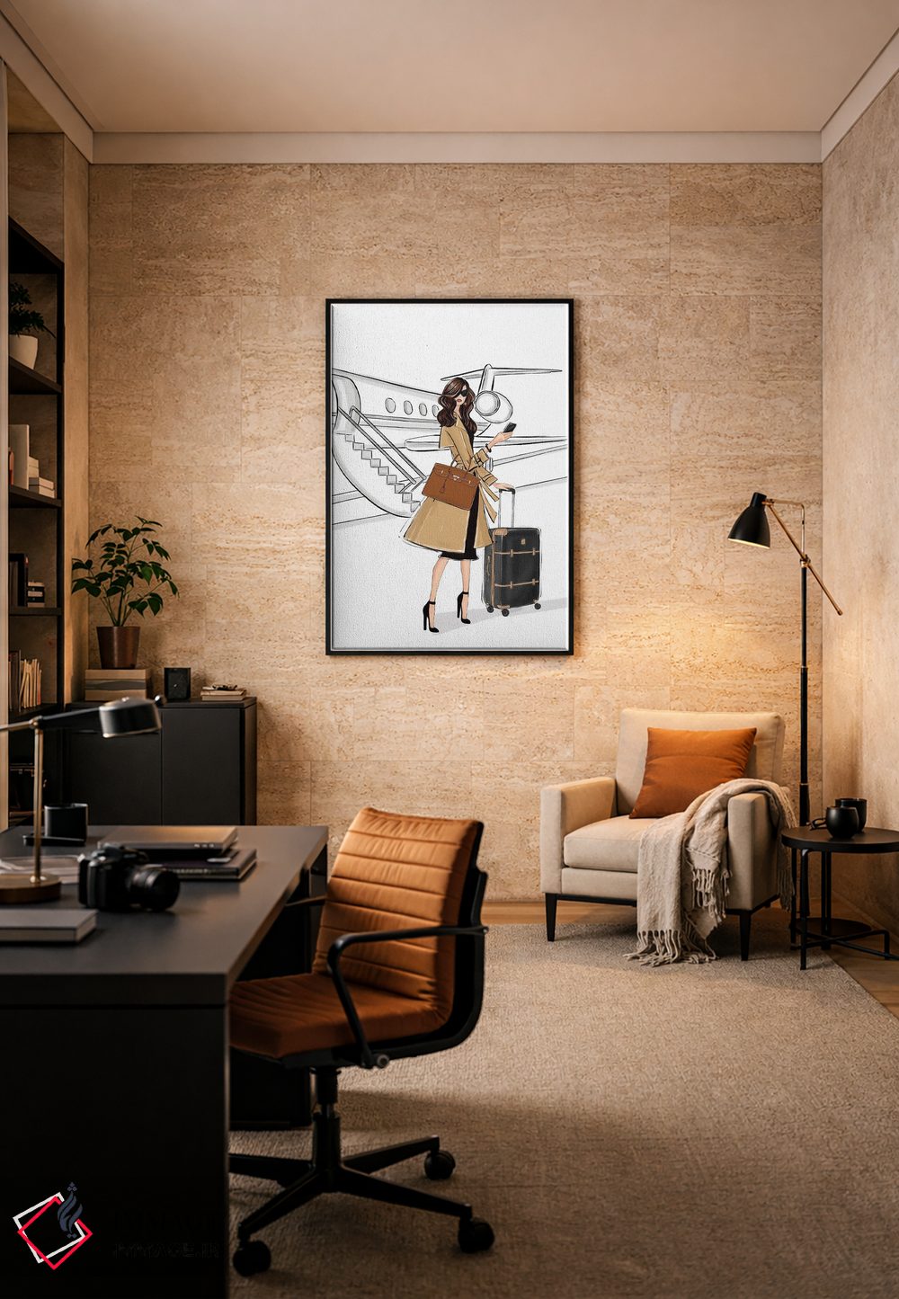 تابلو دکوراتیو سفر کاری؛ دختر مشکی مو اثر لالانا آرتس - D5B