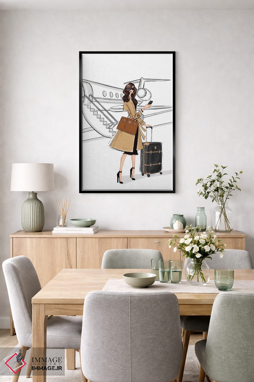 تابلو دکوراتیو سفر کاری؛ دختر مشکی مو اثر لالانا آرتس - D6B