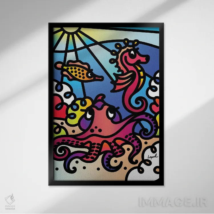 تابلو دکوراتیو دریا قسمت دوم اثر لیزا لوپاک - نمای قابدار مشکی