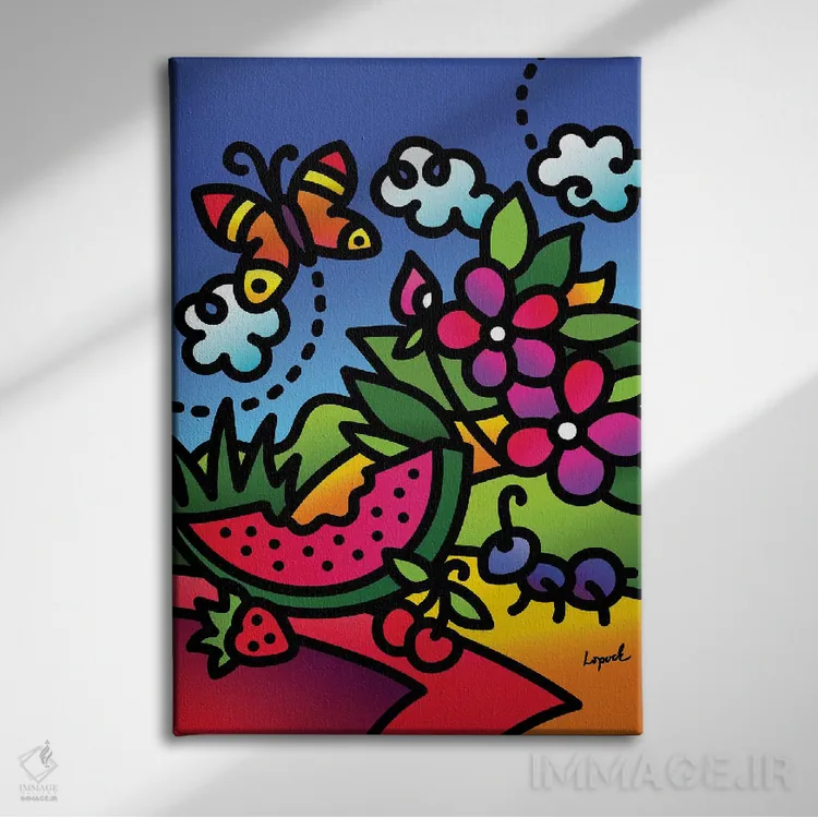 تابلو دکوراتیو تابستان قسمت اول اثر لیزا لوپاک - نمای روبهرو روی دیوار