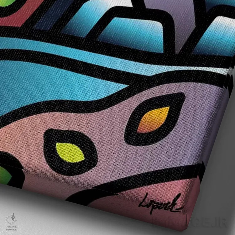 تابلو دکوراتیو وقفه آبی قسمت اول اثر لیزا لوپاک - نمای نزدیک بافت بوم