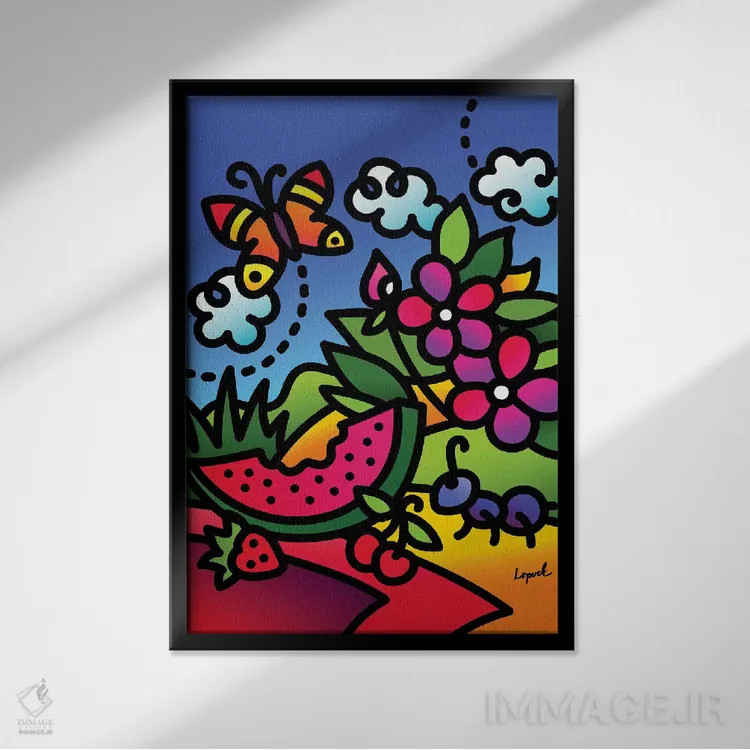 تابلو دکوراتیو تابستان قسمت اول اثر لیزا لوپاک - نمای قابدار مشکی