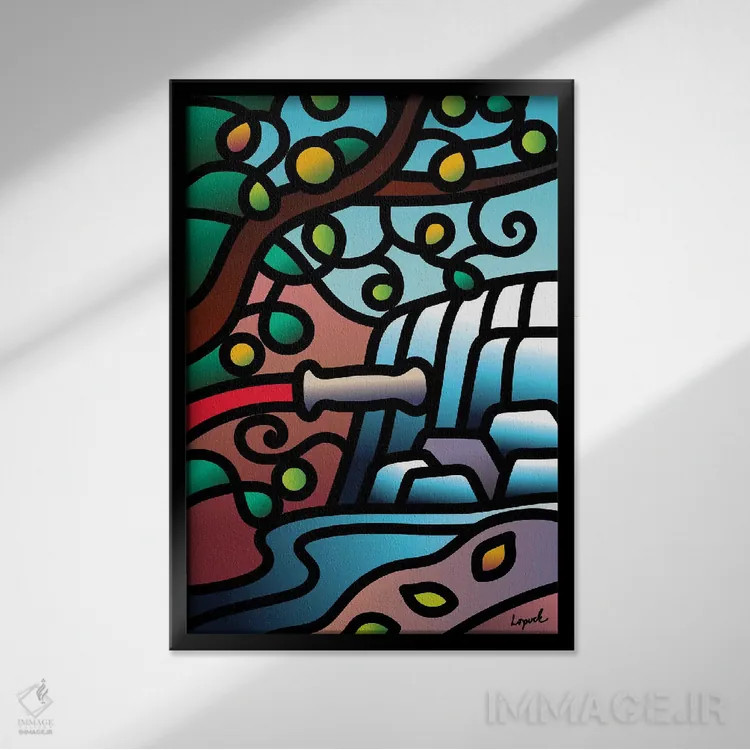 تابلو دکوراتیو وقفه آبی قسمت اول اثر لیزا لوپاک - نمای قابدار مشکی