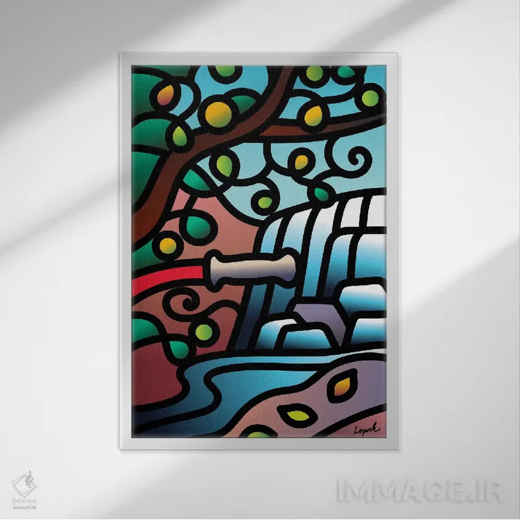 تابلو دکوراتیو وقفه آبی قسمت اول اثر لیزا لوپاک - نمای قابدار سفید