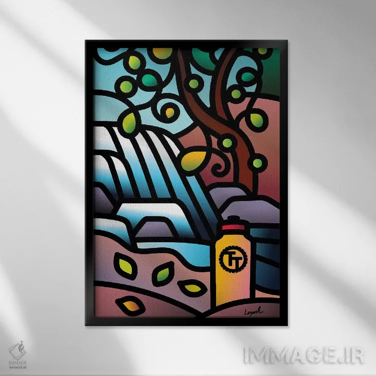 تابلو دکوراتیو وقفه آبی قسمت دوم اثر لیزا لوپاک - نمای قابدار مشکی