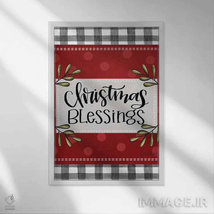 تابلو دکوراتیو برکت های کریسمس اثر لیزا لارسون - نمای قابدار سفید