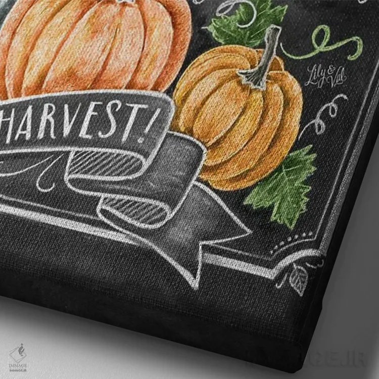 تابلو دکوراتیو بازار کشاورزان پاییزی اثر لیلی و ول - نمای نزدیک بافت بوم