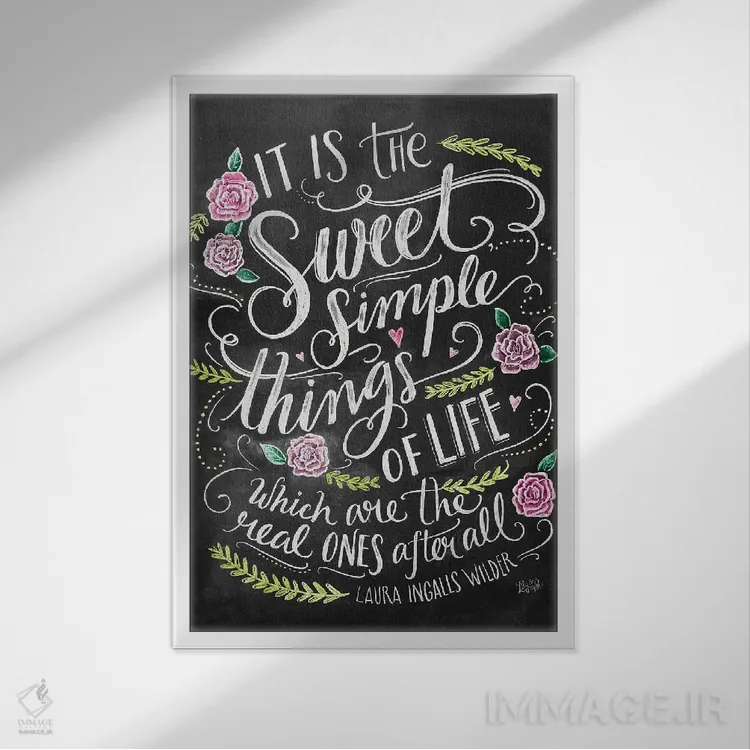 تابلو دکوراتیو چیزهای ساده و شیرین اثر لیلی و ول - نمای قابدار سفید