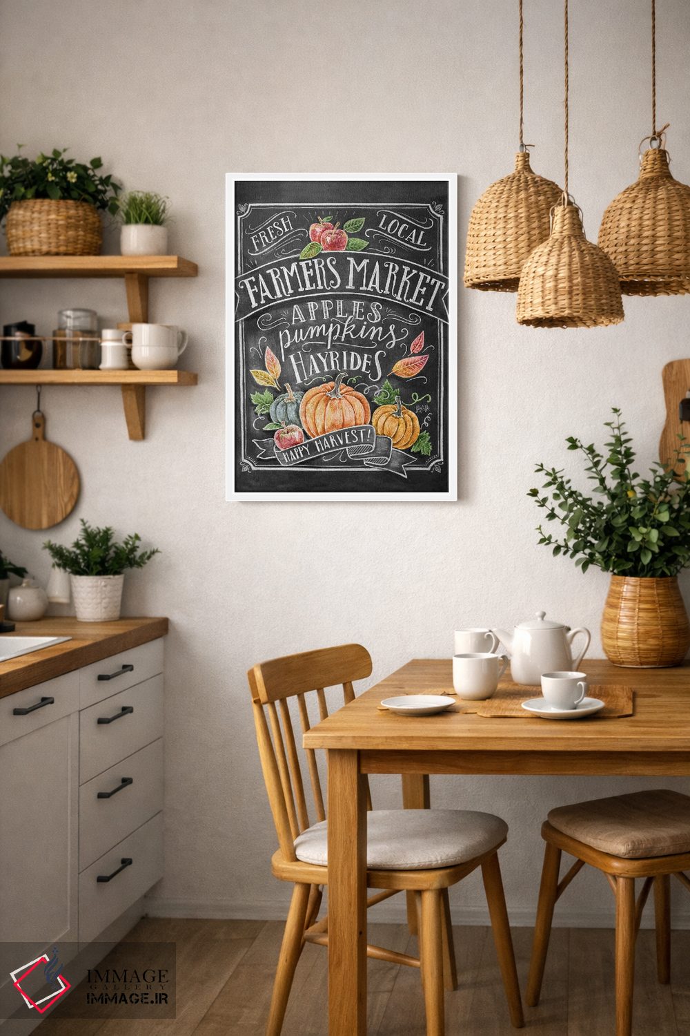 تابلو دکوراتیو بازار کشاورزان پاییزی اثر لیلی و ول - D3W