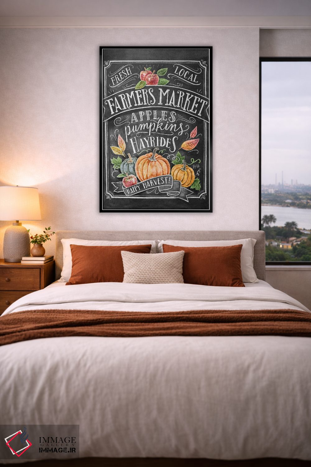 تابلو دکوراتیو بازار کشاورزان پاییزی اثر لیلی و ول - D5B