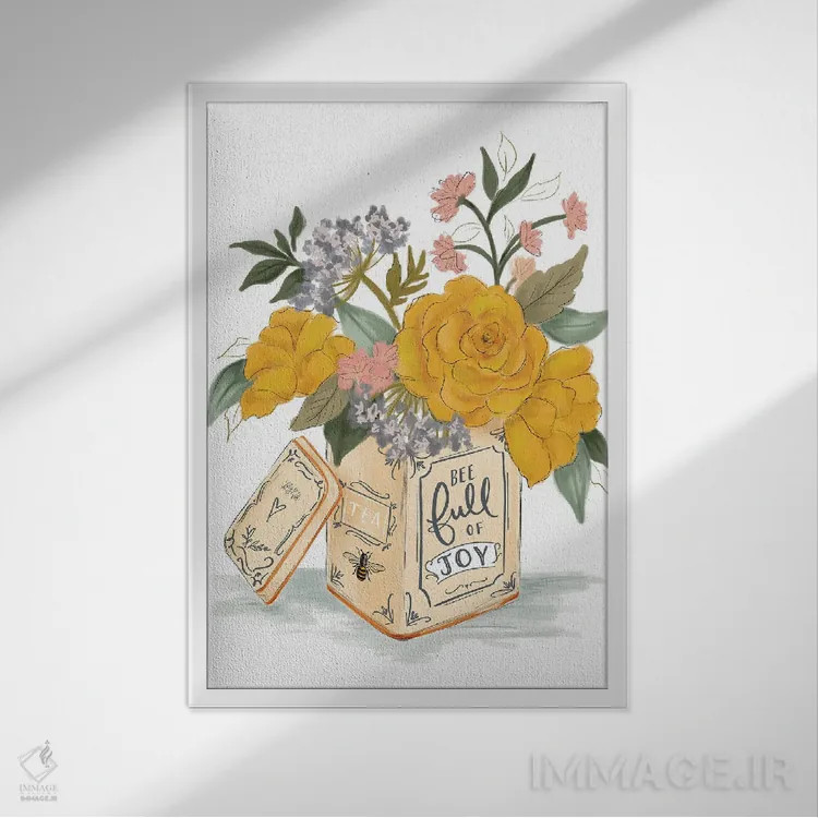 تابلو دکوراتیو زنبور پر از شادی اثر لیلی و ول - نمای قابدار سفید