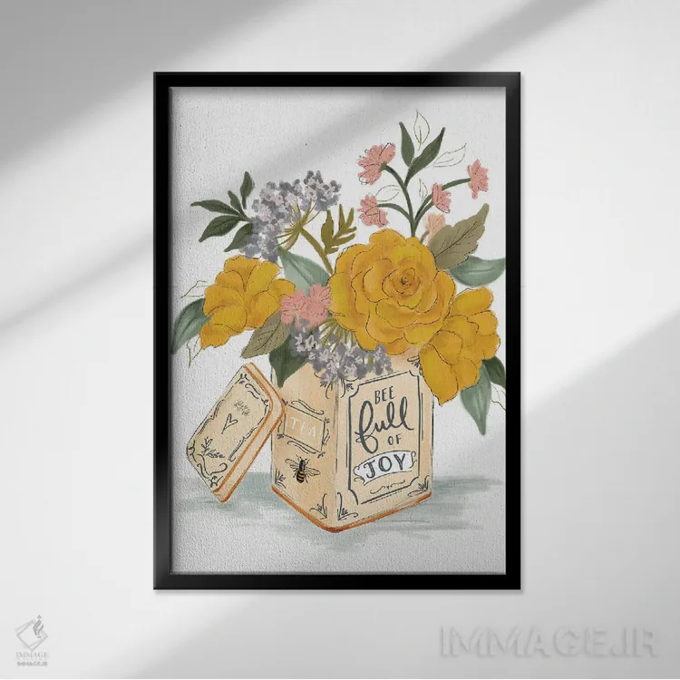 تابلو دکوراتیو زنبور پر از شادی اثر لیلی و ول - نمای قابدار مشکی