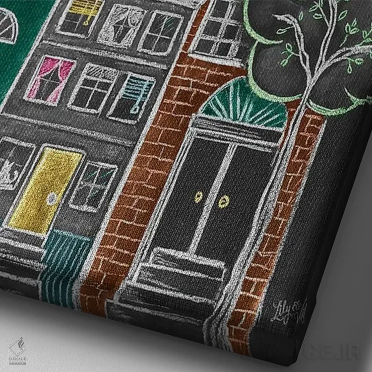 تابلو دکوراتیو آپارتمان دوست داشتنی من اثر لیلی و ول - نمای نزدیک بافت بوم