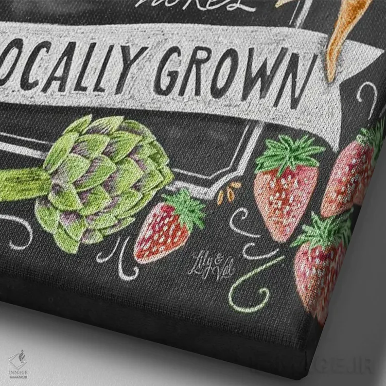 تابلو مدرن بازار کشاورزان، محصول محلی اثر لیلی و ول - نمای نزدیک بافت بوم