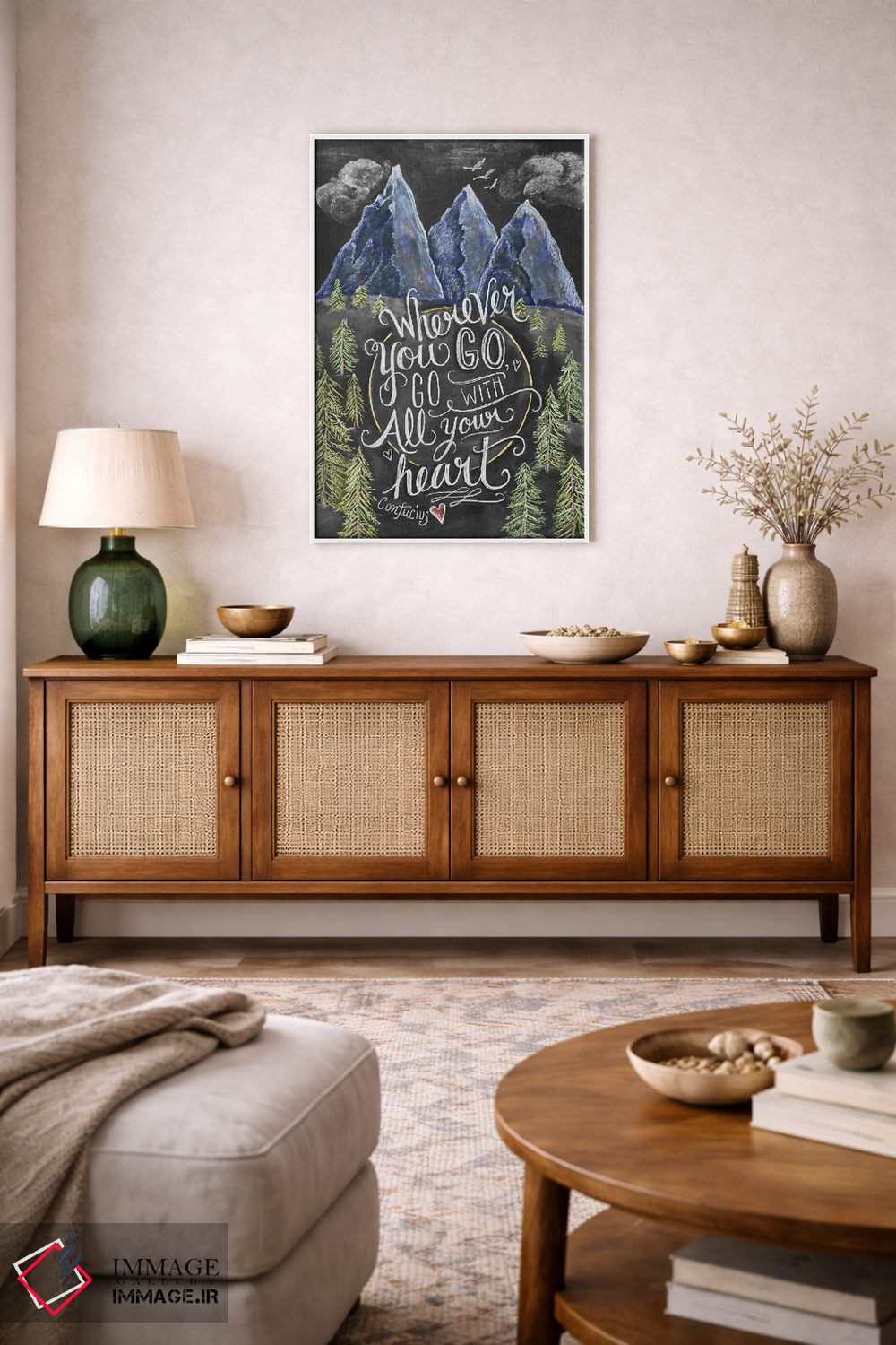 تابلو دکوراتیو هرجا که بروی، کوه ها هستند اثر لیلی و ول - D2W