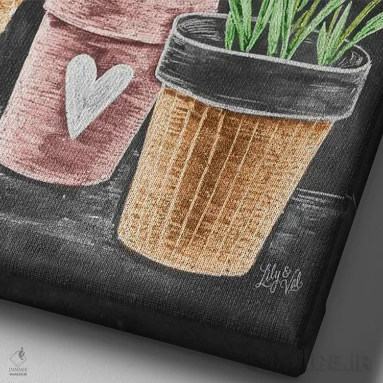 تابلو دکوراتیو قلب قدردان اثر لیلی و ول - نمای نزدیک بافت بوم