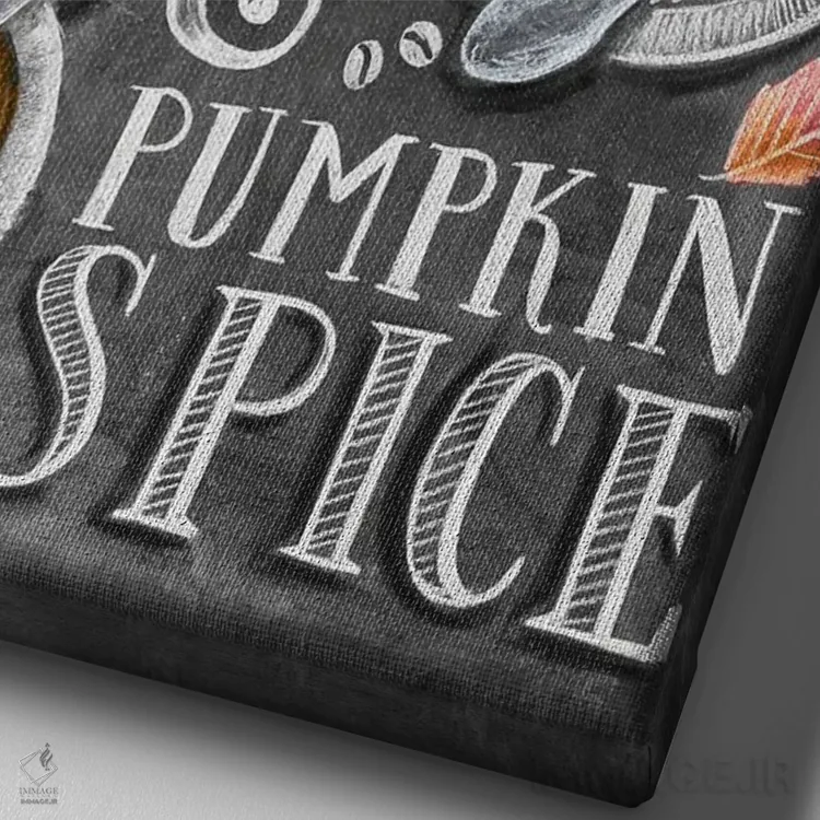 تابلو دکوراتیو کلی عشق و لاته ادویه کدوحلوایی اثر لیلی و ول - نمای نزدیک بافت بوم