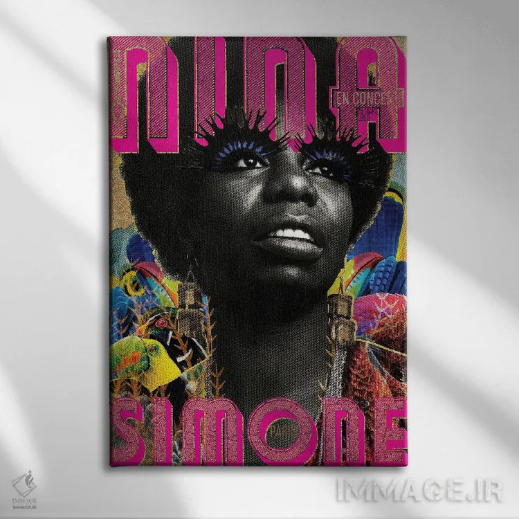 تابلو دکوراتیو نینا سیمون در کنسرت اثر لولیتا لورنزو - نمای روبهرو روی دیوار