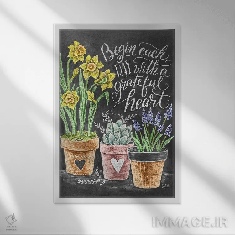 تابلو دکوراتیو قلب قدردان اثر لیلی و ول - نمای قابدار سفید