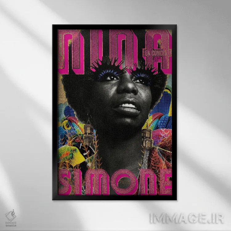 تابلو دکوراتیو نینا سیمون در کنسرت اثر لولیتا لورنزو - نمای قابدار مشکی