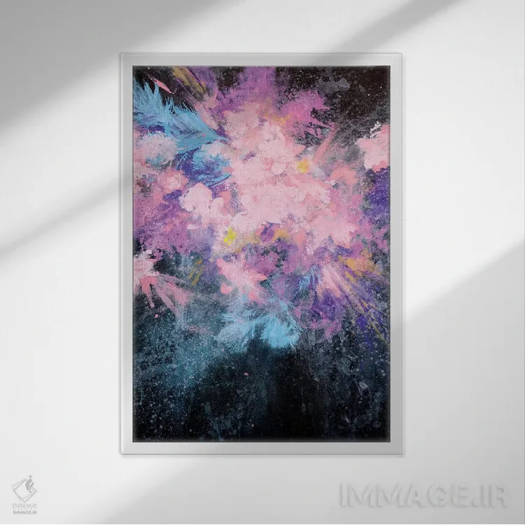 تابلو انتزاعی پرتو پر اثر لورا می دوریس - نمای قابدار سفید