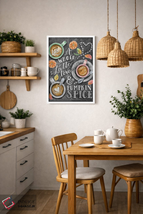 تابلو دکوراتیو کلی عشق و لاته ادویه کدوحلوایی اثر لیلی و ول - D4W