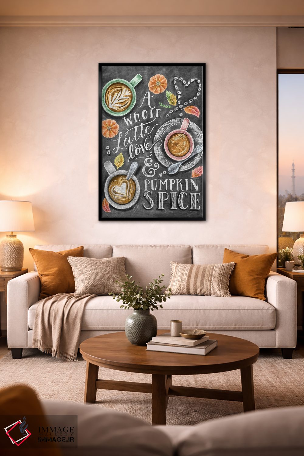 تابلو دکوراتیو کلی عشق و لاته ادویه کدوحلوایی اثر لیلی و ول - D3B