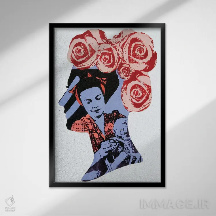 تابلو دکوراتیو رزی اثر لورا می دوریس - نمای قابدار مشکی