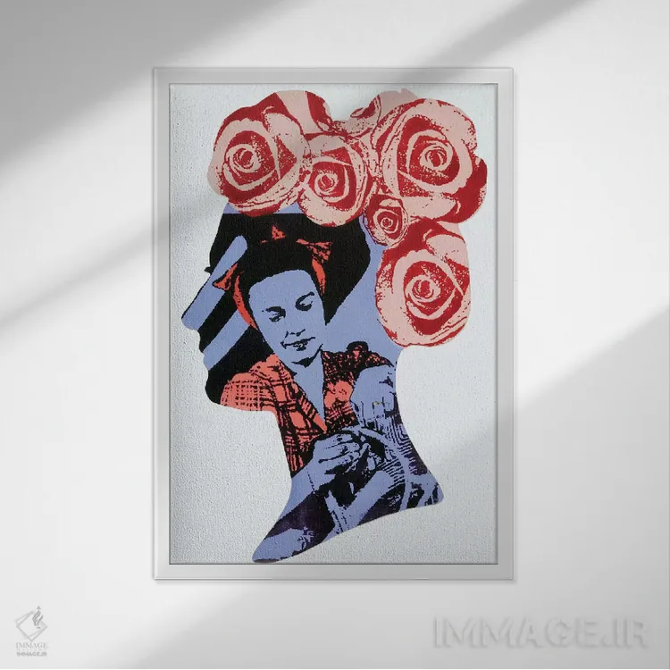 تابلو دکوراتیو رزی اثر لورا می دوریس - نمای قابدار سفید