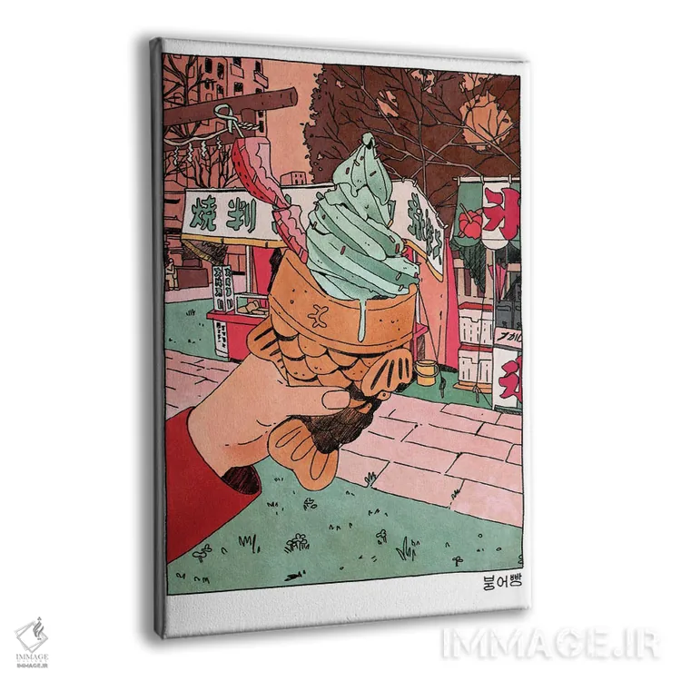 تابلو دکوراتیو نان ماهی کره ای / بستنی تایاکی اثر لوسی میشل - نمای پرسپکتیو محصول