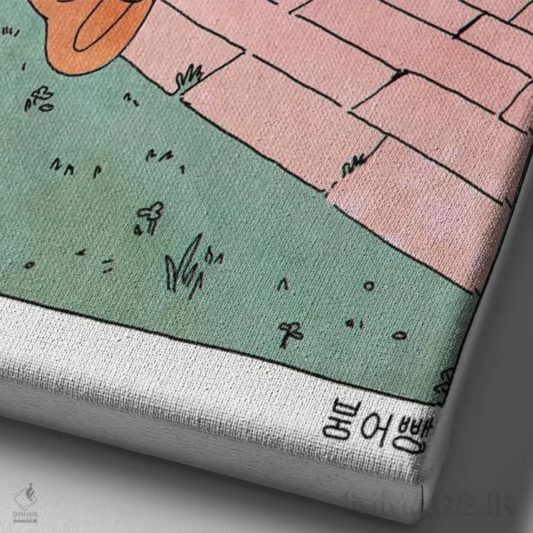 تابلو دکوراتیو نان ماهی کره ای / بستنی تایاکی اثر لوسی میشل - نمای نزدیک بافت بوم