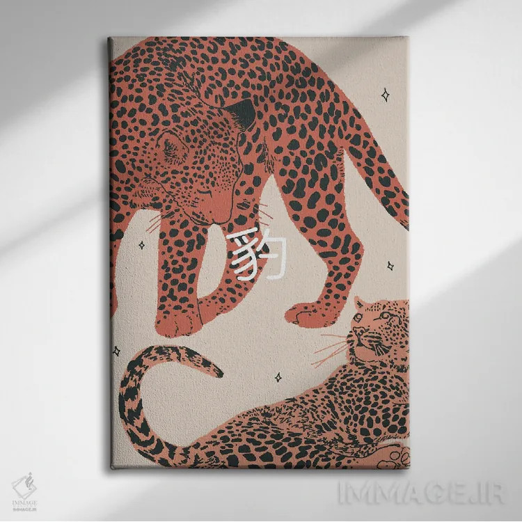 تابلو دکوراتیو پلنگ ها اثر لوسی میشل - نمای روبهرو روی دیوار