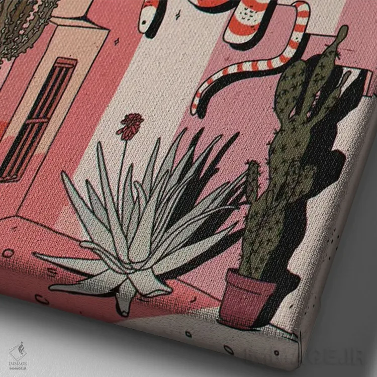 تابلو دکوراتیو لا مورالیا روخا اثر لوسی میشل - نمای نزدیک بافت بوم