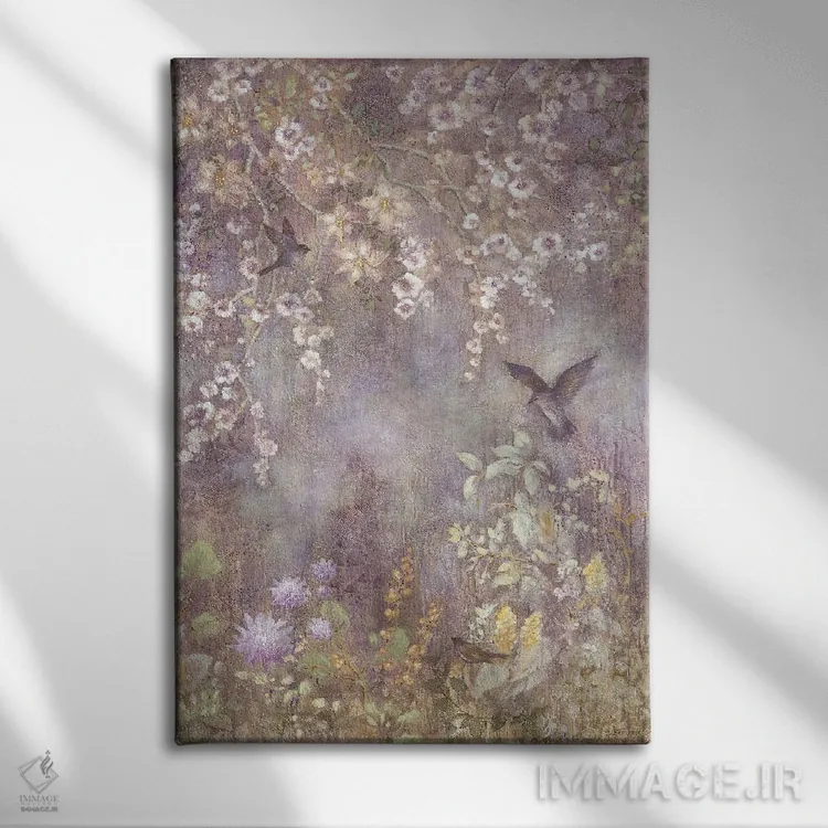 تابلو مدرن باغ گرگ ومیش اثر لیزا مری کیندلی - نمای روبهرو روی دیوار