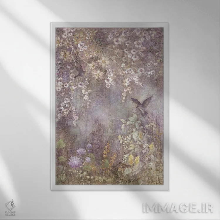 تابلو مدرن باغ گرگ ومیش اثر لیزا مری کیندلی - نمای قابدار سفید